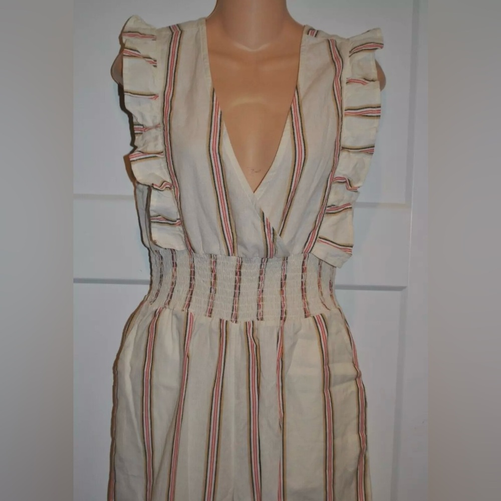 BILLABONG Coming Home Ruffle Smocked Linen Blend Jumpsuit size M - Picture 4 of 5